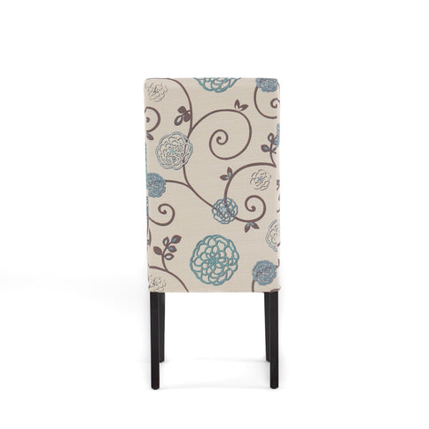 Contemporary Dining Chair Set With Rubberwood Legs - White / Blue