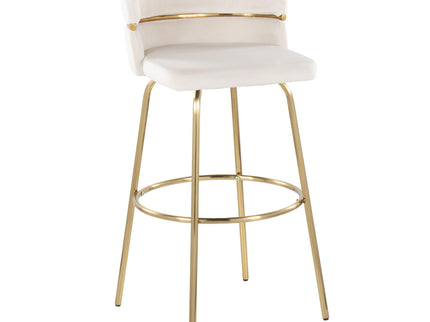 Cinch - Glam / Art Deco Fixed Height Barstool With Swivel With Round Footrest (Set of 2)