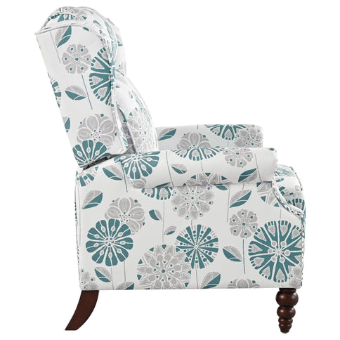 Push Back Recliner Chair Upholstered Recliner Armchair With Classic Wing Back And Solid Gourd-Shaped Legs