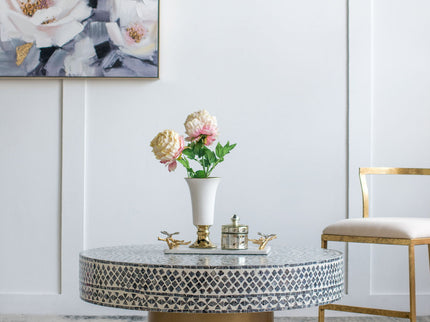 Unique Capiz Coffee Table & Pedestal Base