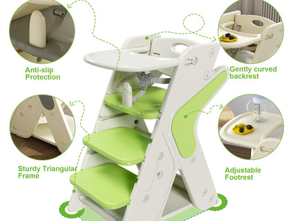 Multifunctional Growing Up Dining Chair With Adjustable Height And 5 Point Seat Belts