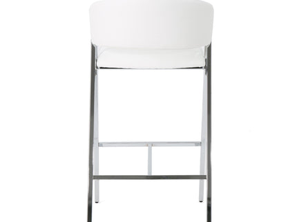 Modern Bar Stools With Low Back And Arms And Durable Metal Frame (Set of 2) - Ivory