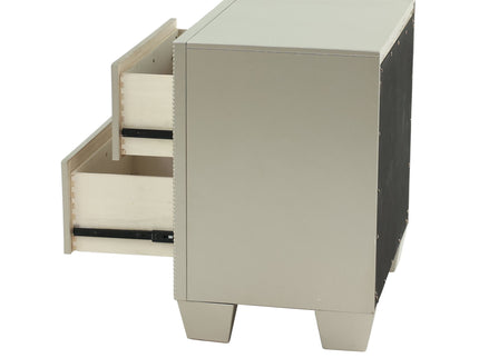 Nightstand With 2 Drawers And Mirror Accent - Silver