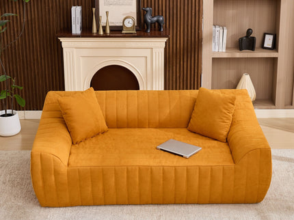 Oversized 2 Seater Loveseat With 2 Decor Throw Pillows, Deep Seat Sofa For Living Rooms