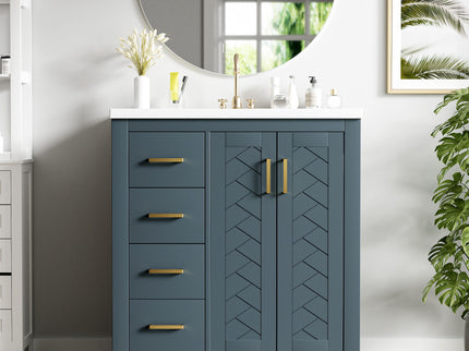 Retro Style Bathroom Vanity With 3 Drawers & Soft-Closing Doors