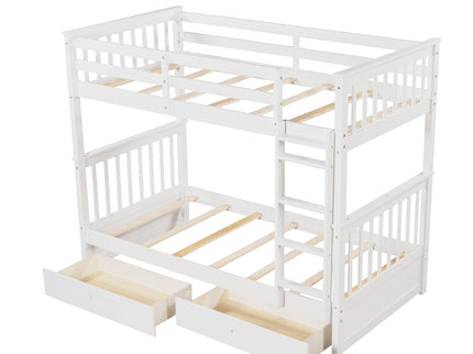 Bunk Bed With Ladders And 2 Storage Drawers