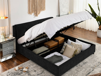 Storage Upholstered Hydraulic Platform Bed With Integrated Headboard