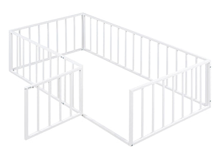 Metal Floor Bed Frame With Fence And Door