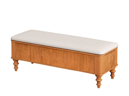 Storage Ottoman Bench For Living Room - Natural