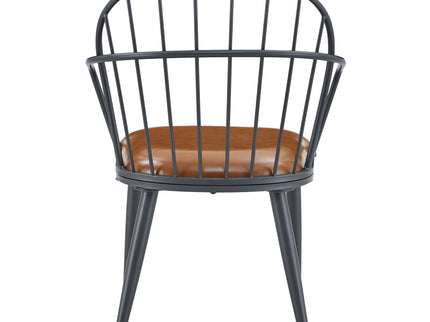 Industrial Inspired Upholstered Dining Chair Set With Metal Legs (Set of 2) - Brown