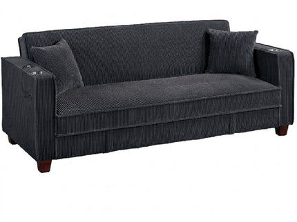 Modern Convertible Sofa With Hidden Storage USB Port, Cup Holder