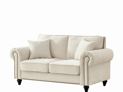 2 Seater Sofa With Rolled Arms, Tufted Upholstered Couch