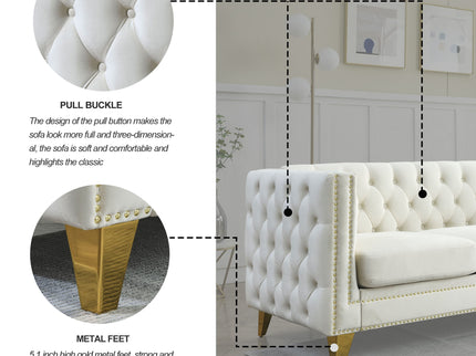 Upholstered Couch Sofa With Button Tufting For Living Room