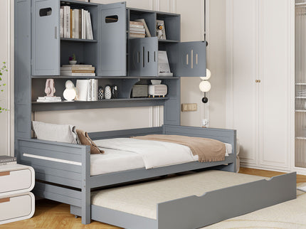 Daybed With All-In-One Cabinet And Shelf