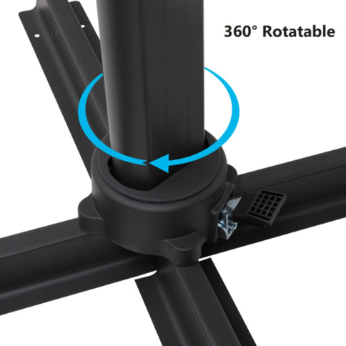 Round Cantilever Patio Umbrella With 360 Rotation & Infinite Tilt Adjustment