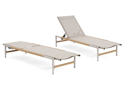 Hargrove - Outdoor Patio Aluminum Chaise Lounge (Set of 2) - Natural / Silver