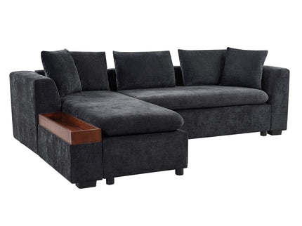 Modern L Shaped Sectional Sofa With Upholstery And Wooden Storage