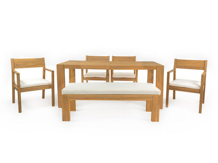 Outdoor Dining Set Rectangular Table With Umbrella Hole