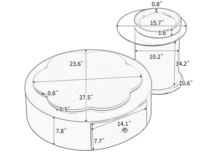 Modern Round Coffee Table (Set of 2), 360 Degree Rotatable Flower Shaped Top With 2 Drawers, Top Circle Side Table End Table With Glass For Living Room - Off White
