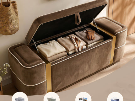 Storage Bench Upholstered Ottoman Bed End Bench With Lift Top Storage