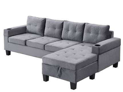 Modern Sectional Sofa Set With L Shape Chaise Lounge And Storage
