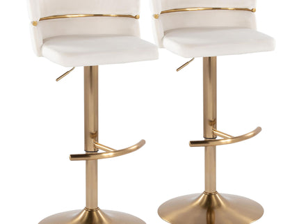 Cinch - Glam / Art Deco Adjustable Barstool With Swivel With Rounded T Footrest (Set of 2)