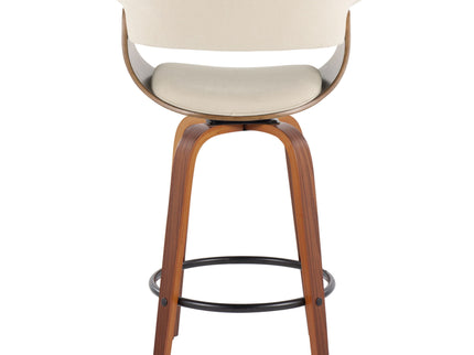 Vintage Mod - Mid Century Modern Fixed Height Counter Stool & Swivel With Round Footrest (Set of 2)