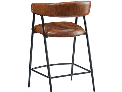 Counter Stools (Set of 2), Upholstered Counter Stools With Iron Frame, Backrest, Footrest, Arm Counter Stools For Home Bar, Kitchen Counter - Brown