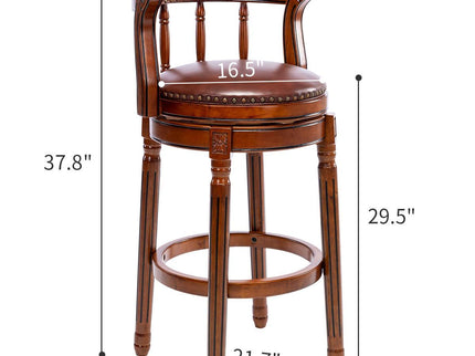 Swivel Cow Top Wooden Bar Stool, 360 Degree Swivel Bar Height Chair With Backs For Home Kitchen Counter