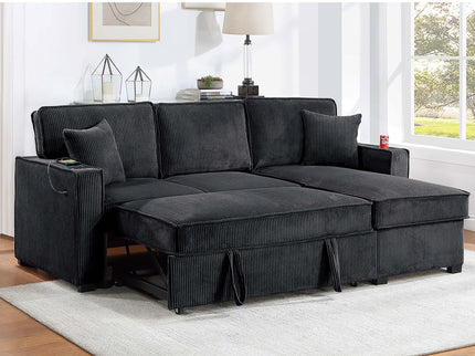 Convertible Sectional With USB / USB - C Port, Storage Chaise, Pull-Out Bed