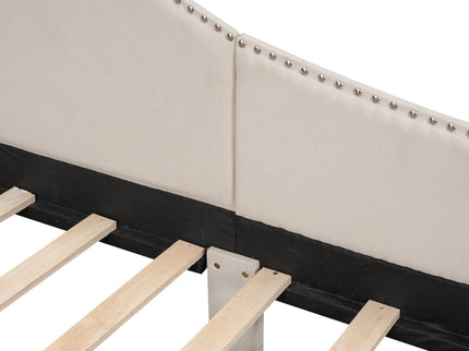 Upholstered Daybed With Headboard And Armrest, Support Legs