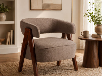 Accent Armchair With Soft Upholstered Seat - Brownish-Red