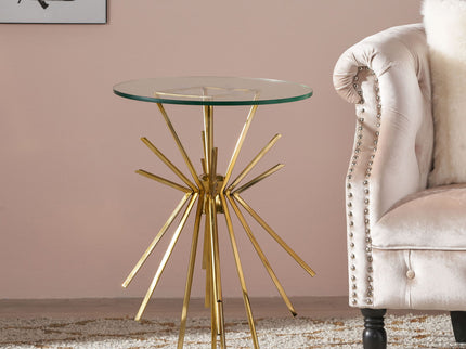 Table With Sunburst Design - Gold