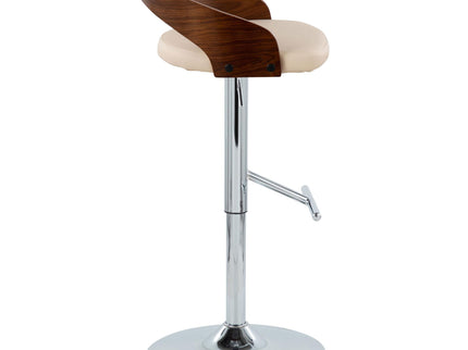 Grotto - Mid Century Modern Adjustable Height Barstool, Swivel With Straight T Footrest (Set of 2)