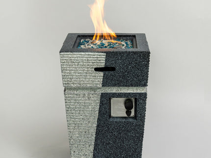 Propane, Gas 50000 Btu Square Fire Pit Table For Outside - Light Gray Blue