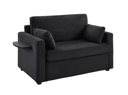Sleeper Sofa With Foldable Mattress, USB Ports, Side Table & Storage Pocket
