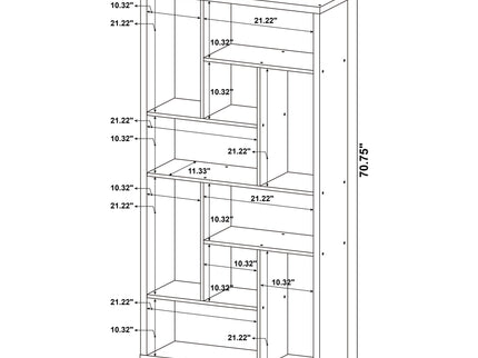 6 Tier Rectangular Bookcase With Accents - Brown