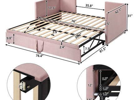 Twin Size Upholstered Daybed With Pop Up Trundle