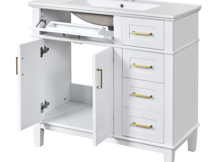 Modern Bathroom Vanity With Ceramic Sink, Soft Close Storage Cabinet