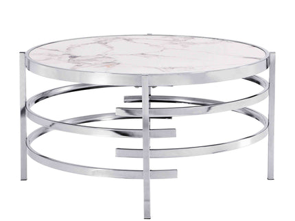 Elegant Round Table With Sintered Stone Top & Sturdy Metal Frame