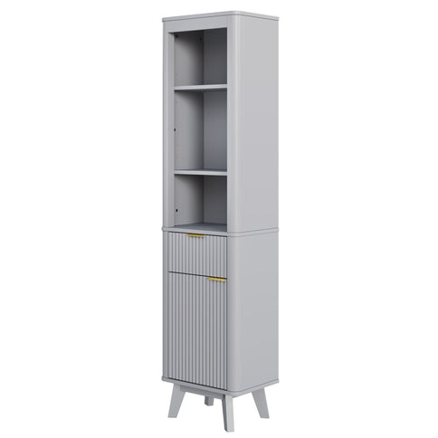 Tall Bathroom Storage Cabinet With Adjustable Shelves And 1 Drawer & Door