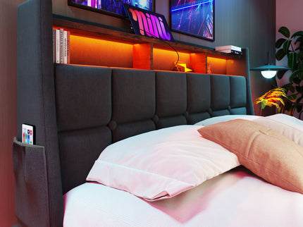 Upholstered Platform Bed With A Hydraulic Storage System, LED And USB Charging (Without Mattress)