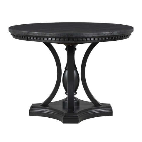 5 Piece Dining Set Extendable Round Table And 4 Chairs - Black / Oak