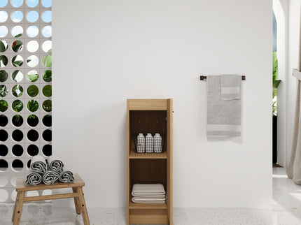 Slim Freestanding Bathroom Storage Cabinet - Light Oak