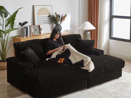 3 Seater Sofa With 2 Ottomans For Living Room