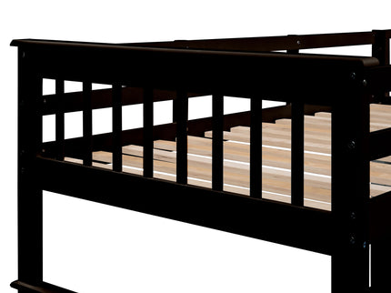 Bunk Bed With Twin Size Trundle, Storage And Guard Rail For Bedroom