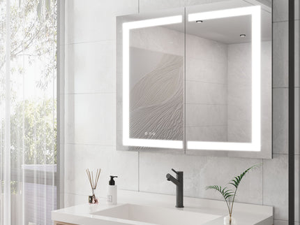 Medicine Cabinet With LED Vanity Mirror, Anti-Fog, Waterproof, Dimmable With Touch Switch