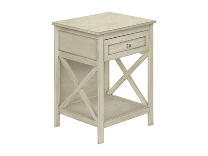 Accent End Table, 2 Tier, Storage Drawer, Transitional Style