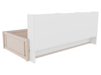 Platform Floor Bed With Guardrail Fence And Side Storage Shelves