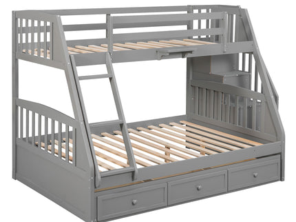 Bunk Bed With Drawers, Ladder And Storage Staircase